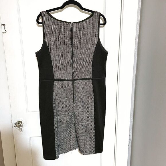 LOFT Tweed Black White Sheath Dress Size 12 Business Career - Picture 2 of 3